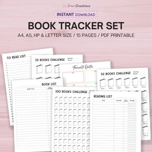Lesejournal Planer, druckbare Leseliste, Lesewunschliste, Buchrezensionslog, Buchtracker, Sofortiger Download PDF