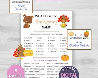 What Is Your Thanksgiving Name Game, Turkey Day Name Tag, Friendsgiving Dinner Game, Icebreaker Game, Printable Name Tag, Thanksgiving Party