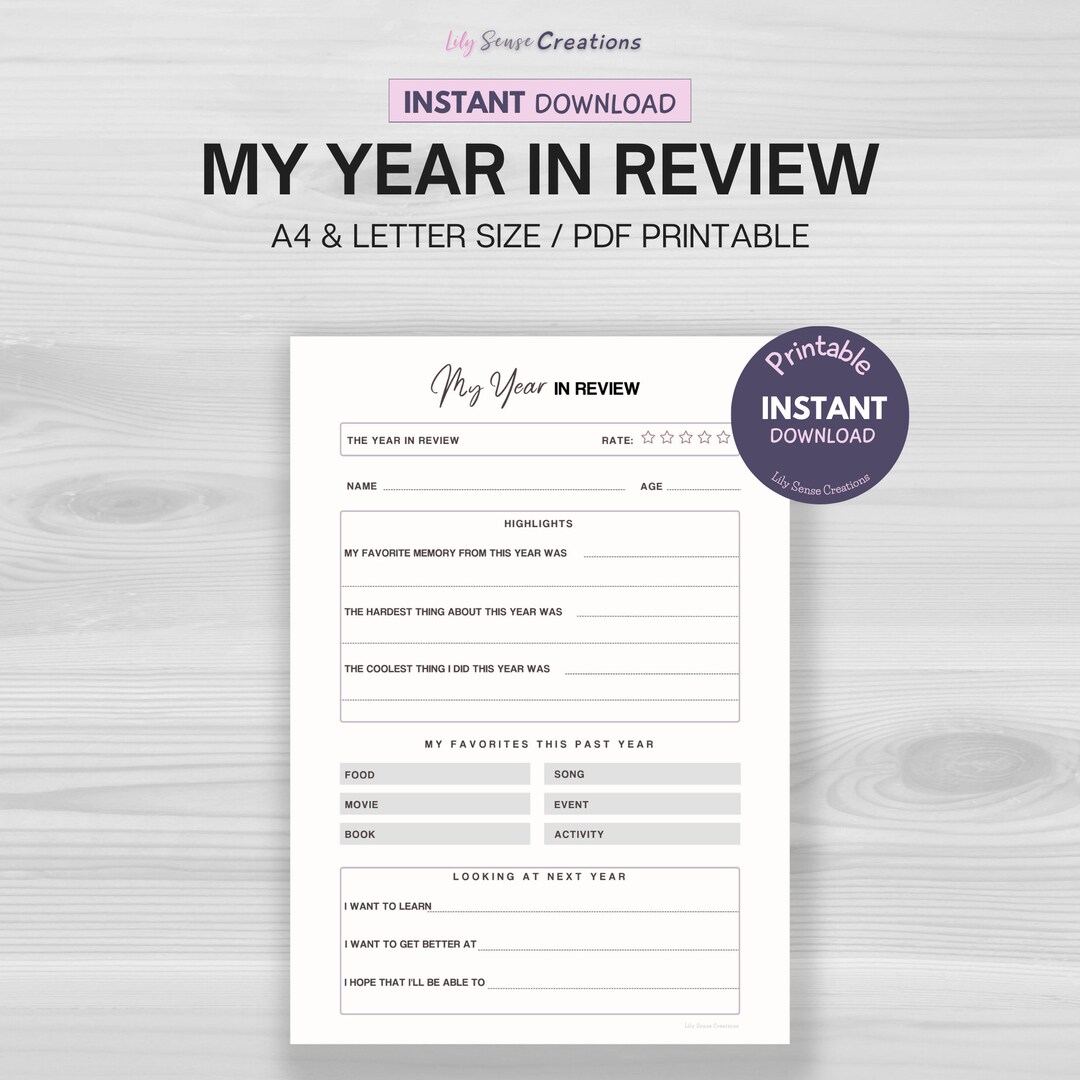 My Year in Review Printable Template Annual Reflection - Etsy Australia