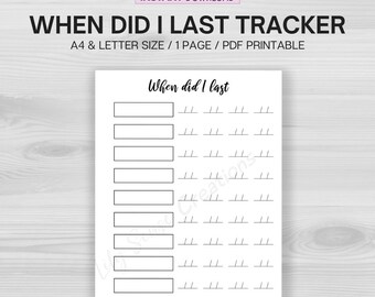 When Did I Last Tracker Printable, Recurring Task Log, Chores Tracker, PDF Printable Planner, Digital Download