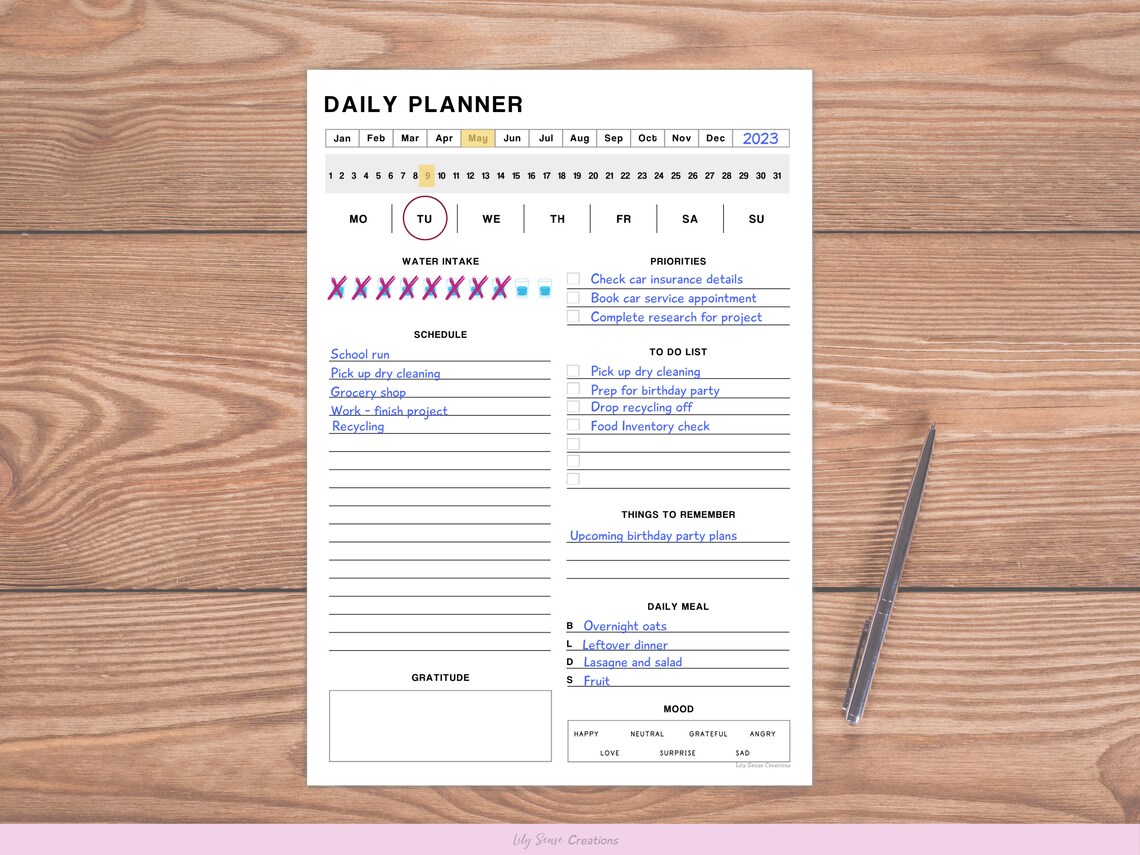 Daily Planner Printable Template Day Planner Printable Daily - Etsy