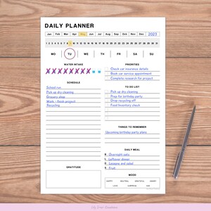 Daily Planner Printable Template Day Planner Printable Daily - Etsy