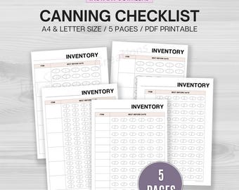 Canning Inventory Checklist Printable, Pantry Organizer, Food Storage Tracker, Harvest Log PDF, Instant Download, Home Canning Supplies