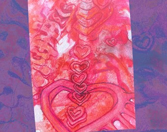 Red and Pink Heart Art Print on Glossy Paper