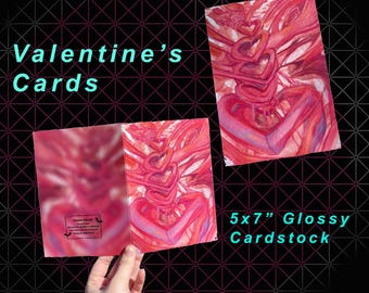 Heart Valentine’s Card, Pink and Purple 5x7 Inch