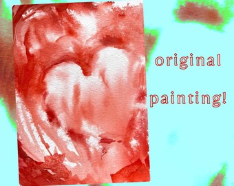 Heart Watercolor Painting, Unusual, Horror Home Decor