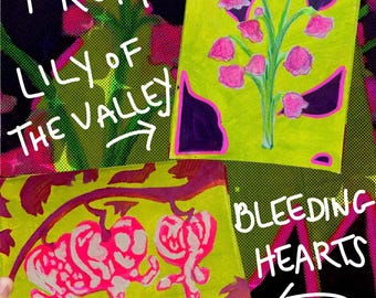 Flower Bouquet Paintings: Lily of the Valley or Bleeding Hearts