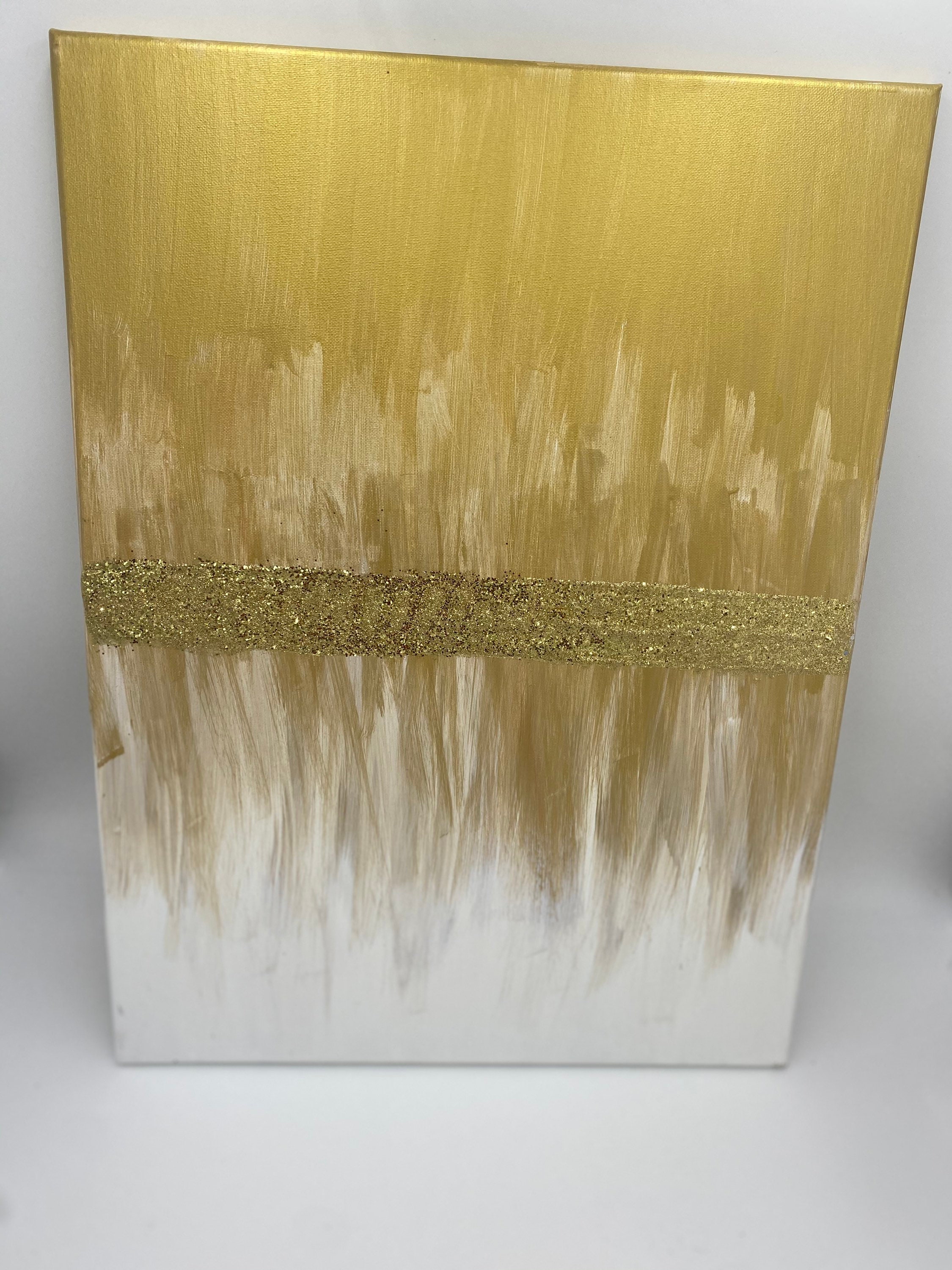 GOLD GLITTER Wall Art Acrylic Paint Canvas Chunky Glitter Etsy