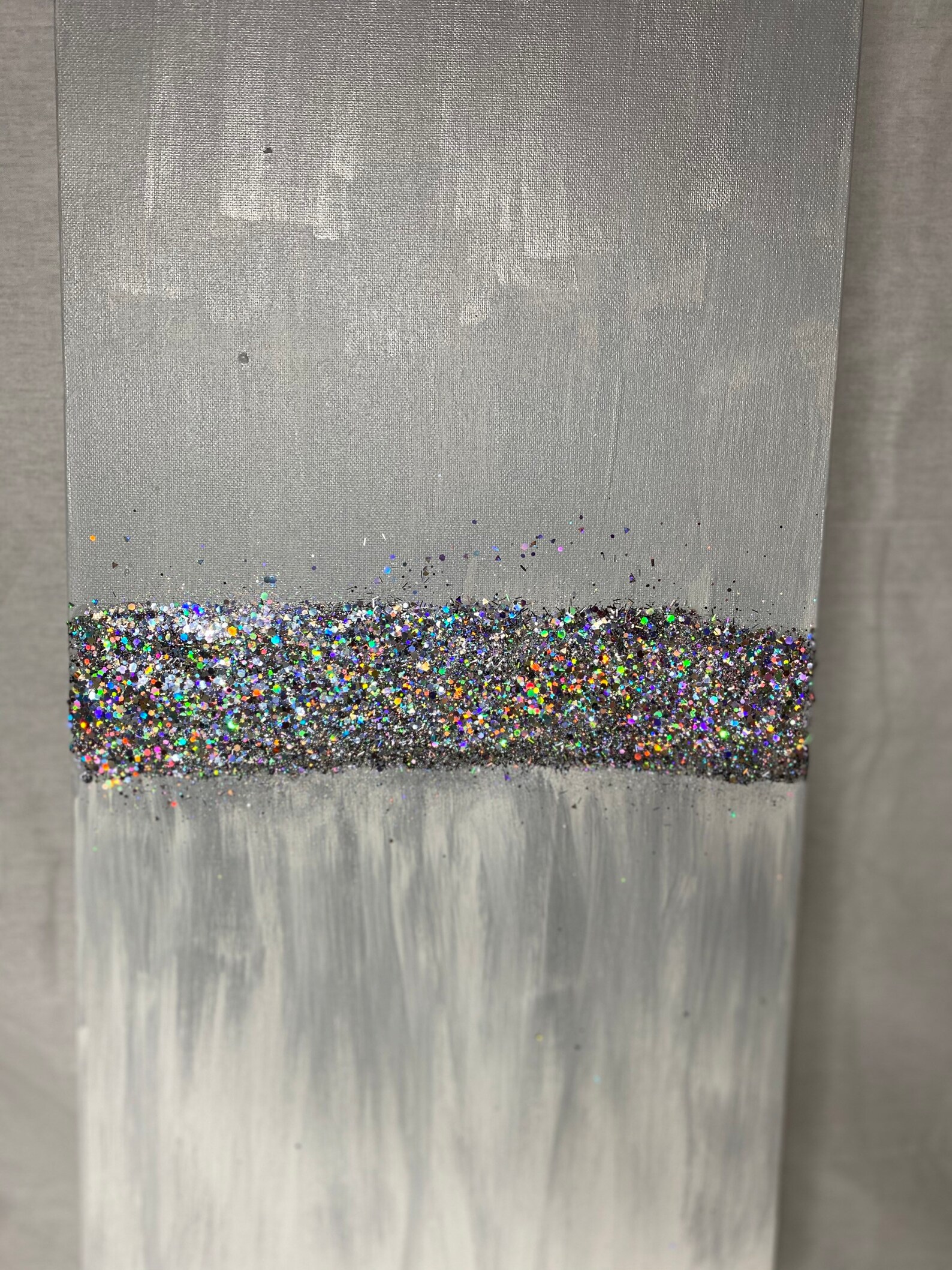 SILVER GLITTER Wall Art Acrylic Paint Canvas Chunky Etsy
