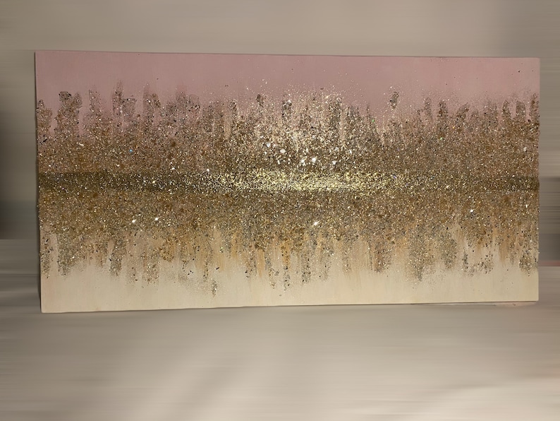 BLUSH & GOLD Z Gallerie Inspired Glitter Wall Art Acrylic Etsy