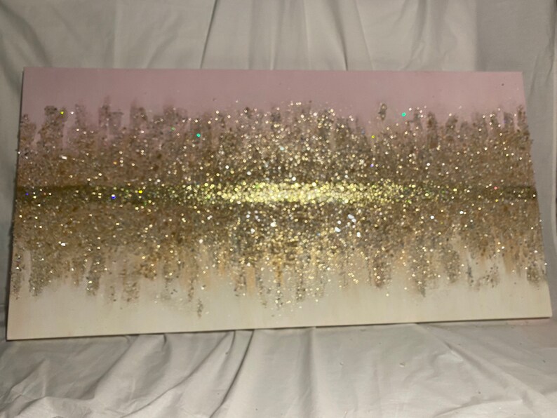 BLUSH & GOLD Z Gallerie Inspired Glitter Wall Art Acrylic Etsy