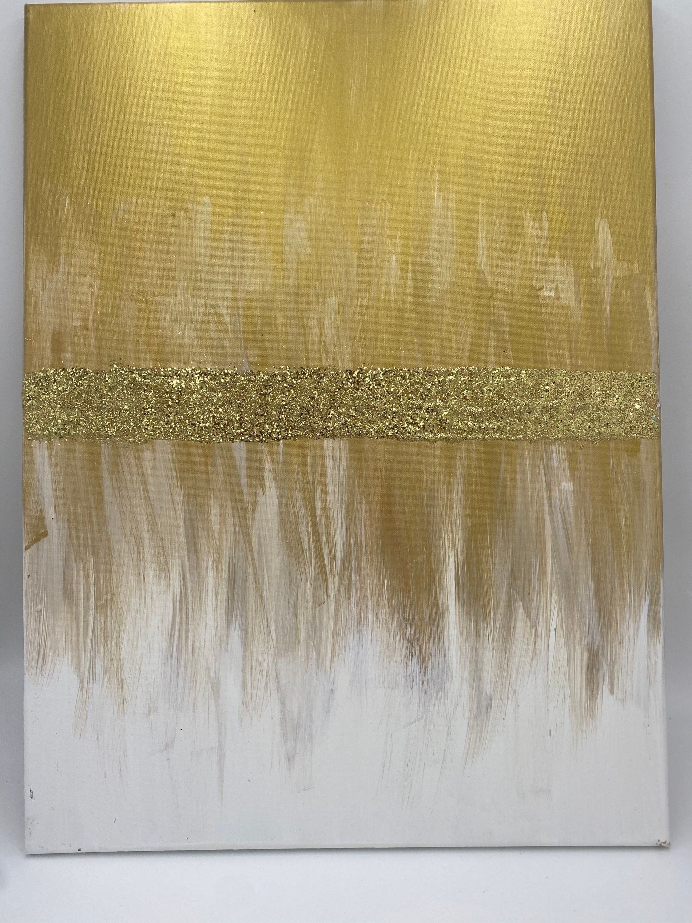 GOLD GLITTER Wall Art Acrylic Paint Canvas Chunky Glitter Etsy