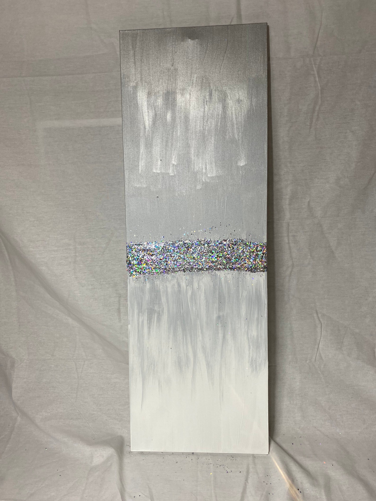 SILVER GLITTER Wall Art Acrylic Paint Canvas Chunky Etsy