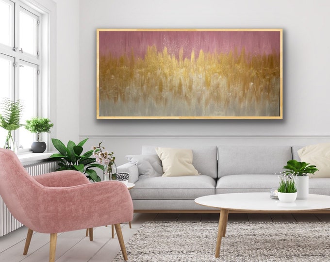 PINK & GOLD Wall Art Blush Gold Cream Ombré Glam Wall Etsy