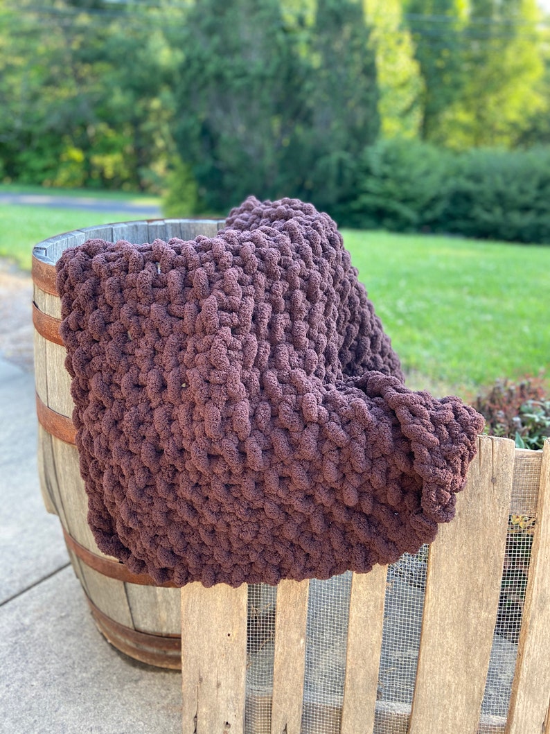 Chunky knit blanket Fall blanket Jumbo chenille Blanket Etsy