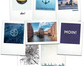 Stadtliebe® | Hamburg Postkarten Set - 8 Maritime Postkarten Motive Format A6 (Grußkarte)