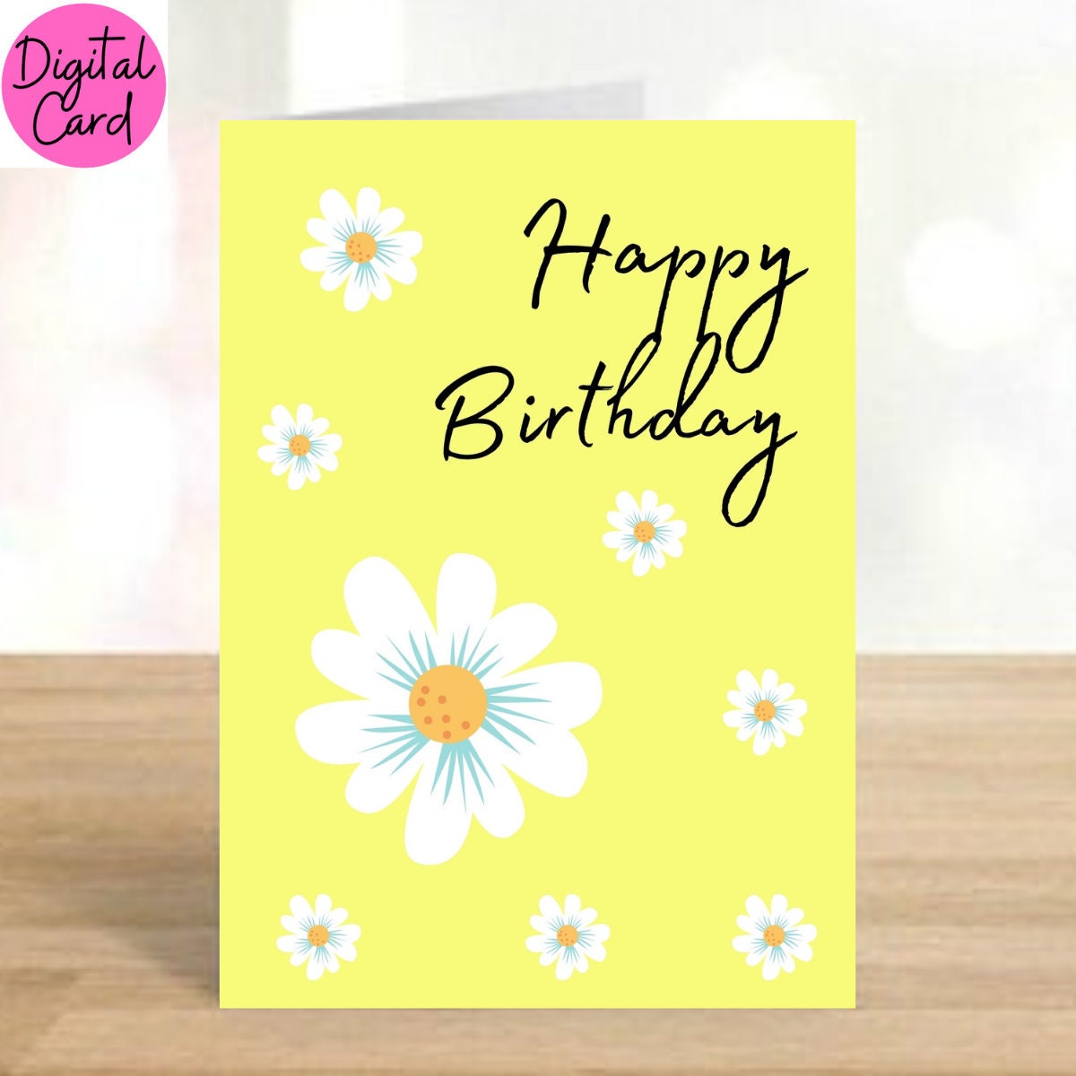 Daisy flower greeting card happy birthday card printable Etsy