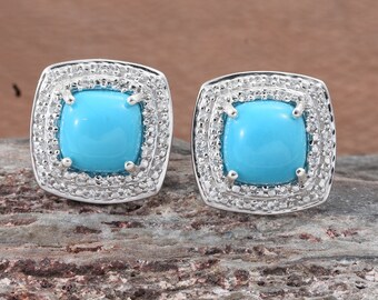 Solid .925 Sterling Silver Aquamarine March Birthstone Earring Jacket 15x15mm