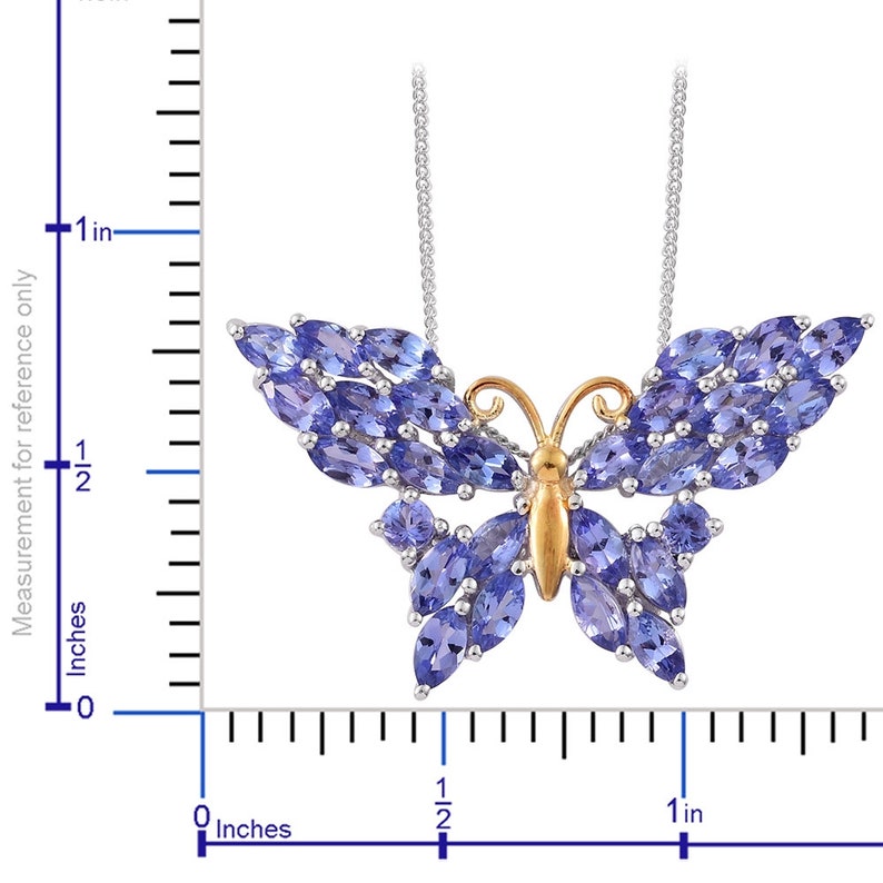 Creature Couture Premium AAA Tanzanite 14K YG and Platinum Over Sterling Silver Butterfly Pendant With Chain Butterfly Pendant For Her