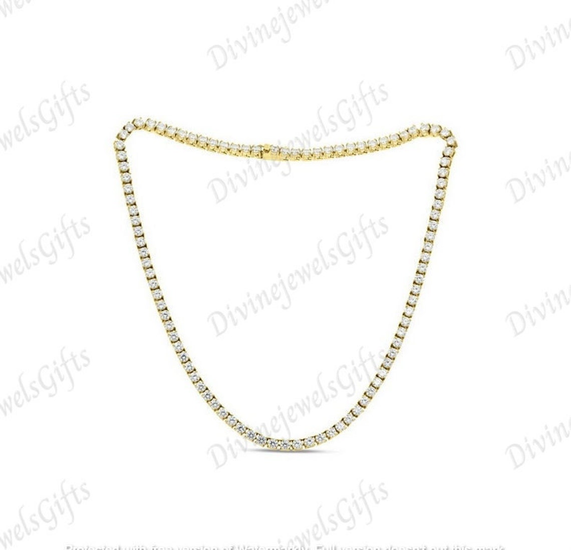 Moissanite Diamond 925 Sterling Silver Tennis Necklace Etsy