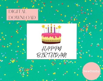 Printable Birthday card instant download 7x5 inch cards for birthday, Birthday card to download