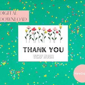 Printable Thank you card instant download 7x5 inch cards for thanks, Thank you card to download