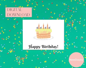 Printable Birthday card instant download 7x5 inch cards for birthday, Birthday card to download