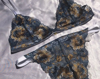 Blue and gold lingerie Clearance