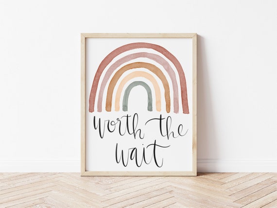 Nursery Print, Rainbow Nursery Wall Art, Worth the Wait, Rainbow