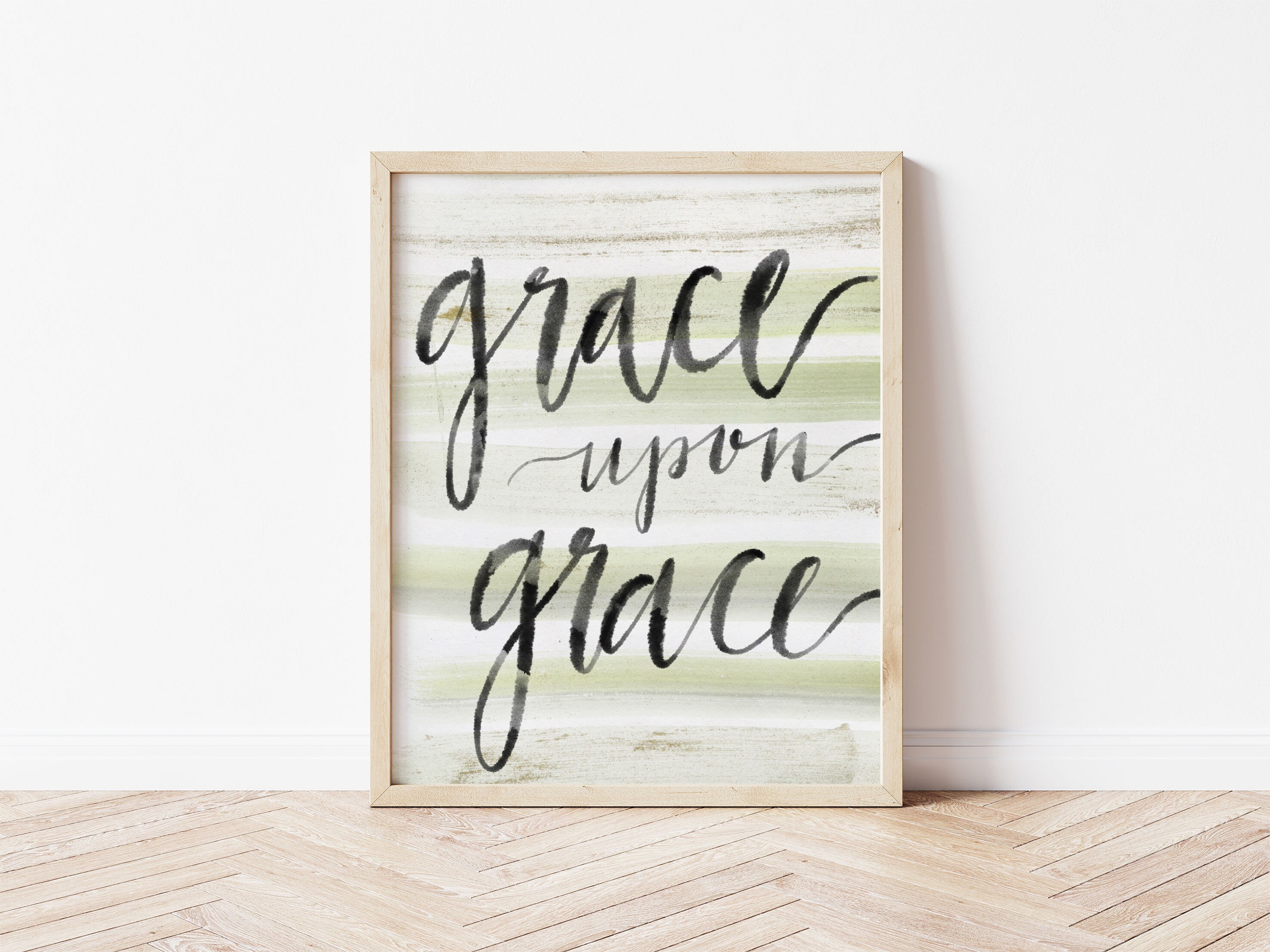 Christian Quote Print, Scripture Wall Art Grace Upon Grace - Christian ...