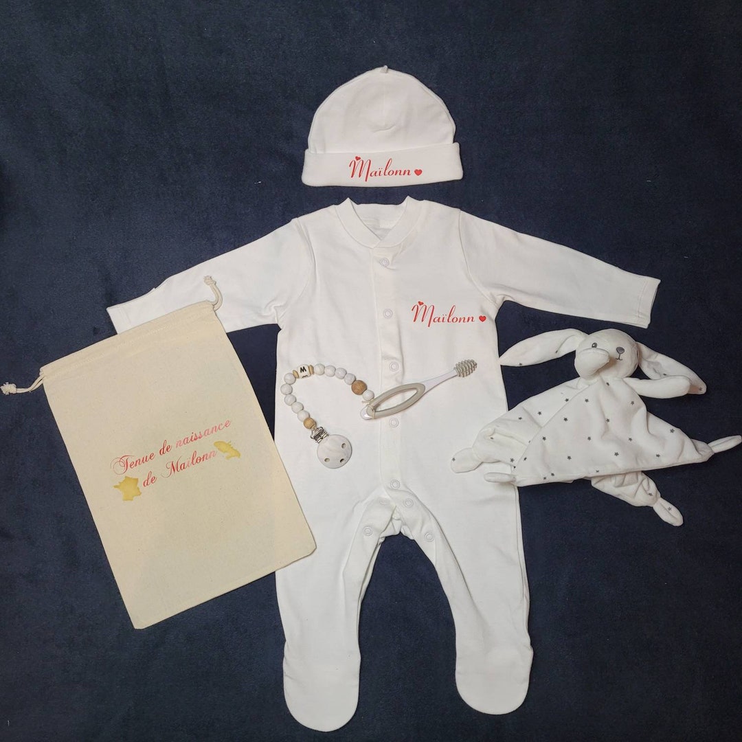 Personalized Birth Pajamas, Baby Mixed Outfit, Personalized Cotton