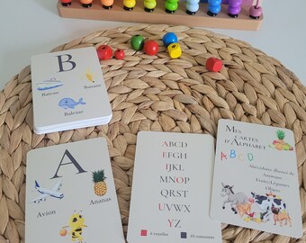29 ABC cards, Montessori inspired card game, baby awakening card, alphabetical cards
