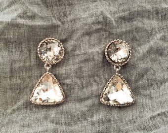Vintage Clear Crystal Drop Earrings