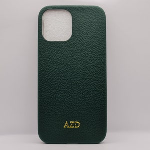 Personalised PU Pebble Litchi Green Leather iPhone Case Vegan 14 13 12 Pro Max, 12, 12 Pro, 11 Pro Max, 11 Pro, 11, XS/X, XS Max Plus