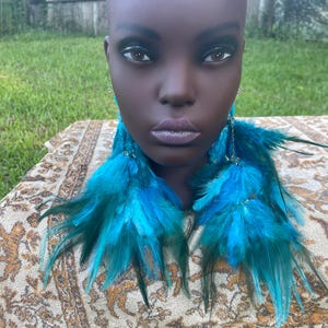 Blue Feather Earrings