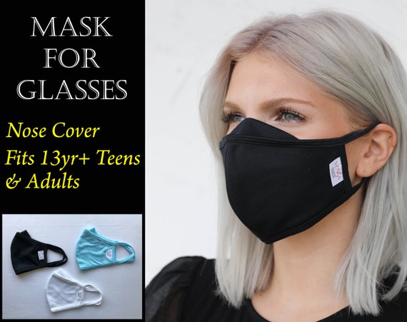 Adult & Teen Face Mask, Nose Cover | Washable Reusable Stretch Fabric Mask for Teens and Adults Glasses Wearers, Nano Fabric Face Mask Pack