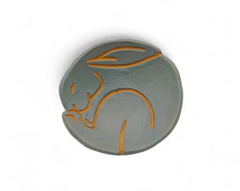 Ceramic Stoneware Matt Grey Glazed Rabbit Dish - Symbol of Hope