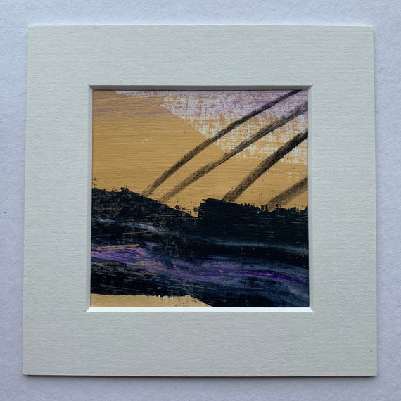 Original Abstract Painting by Artist Sara Hood, 'Uphill Battle' Series, 4 of 7, Mounted Ready to Frame.