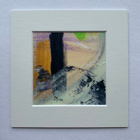 Original Abstract Painting by Artist Sara Hood, 'Uphill Battle' Series, 6 of 7, Mounted Ready to Frame.