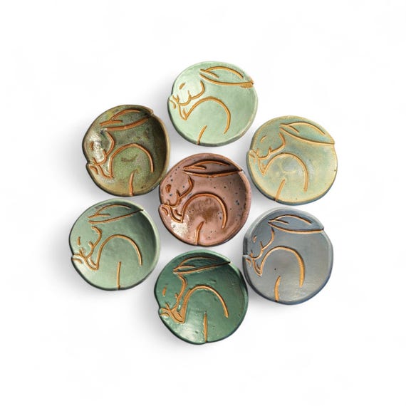 Ceramic Stoneware Glazed Rabbit Dishes - Symbol of Hope - Seconds - Glaze Imperfections Batch 1