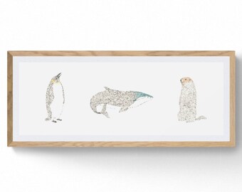 Afdrukken van een decoratieve illustratiekamer van kinderdieren