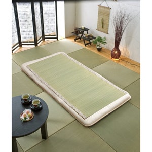 Japanese-made Rush tatami fabric sheets, sleeping goza “Shiramizu” single approximately 88 x 180 cm Ivory