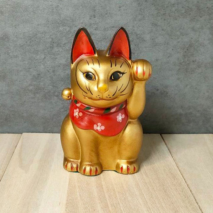 Seto Ware Manekineko Lucky Beckoning Cat Gold Left Hand - Etsy