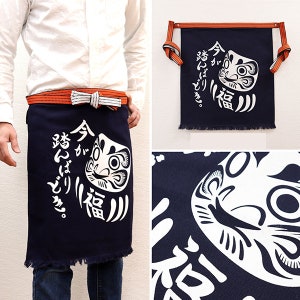 Japanese traditional MAEKAKE front apron Daruma