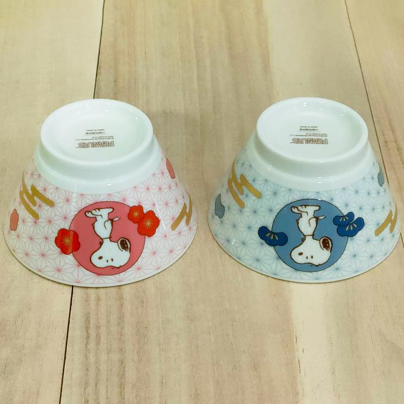 PEANUTS Snoopy Rice Bowl Red Plum Blue Pine Set Made in Japan - Etsy