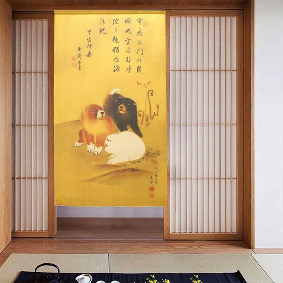 Noren Tapestry Okyo Maruyama Dog With Kanji Made in Japan - Etsy