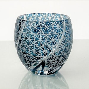 Kiriko sake glass cup ink blue