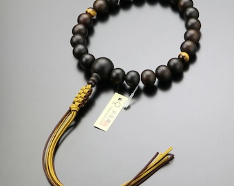 Jodo Shinshu Rosary Mala Juzu Prayer beads Striped ebony and tiger eye stone made in kyoto