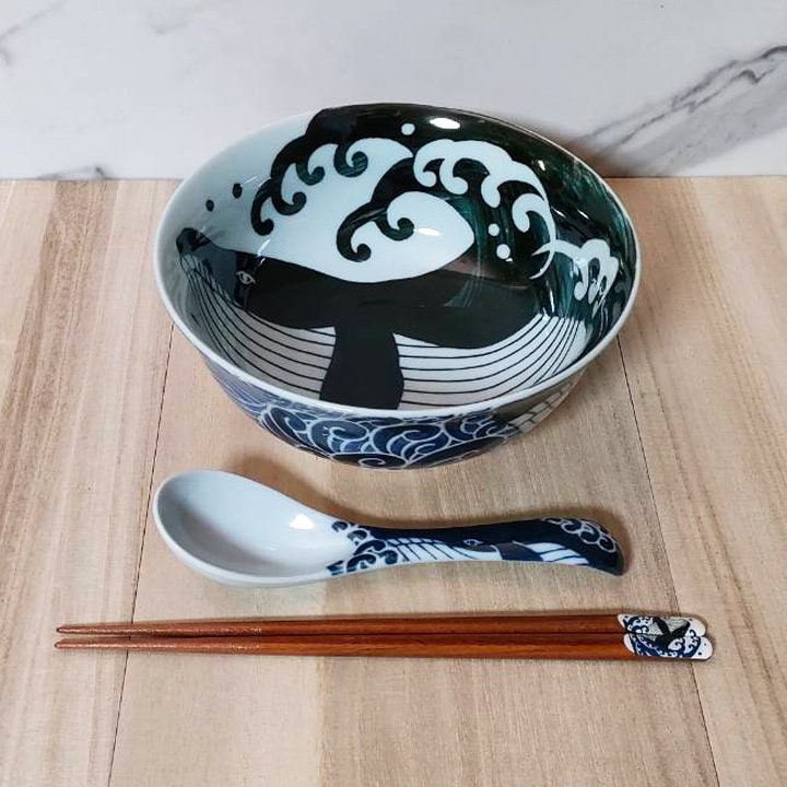 6-piece Ramen Bowl Set With 1000 Ml Filling Quantity - Traditional Japanese  Crockery Set With Chopsticks And Spoon In Black