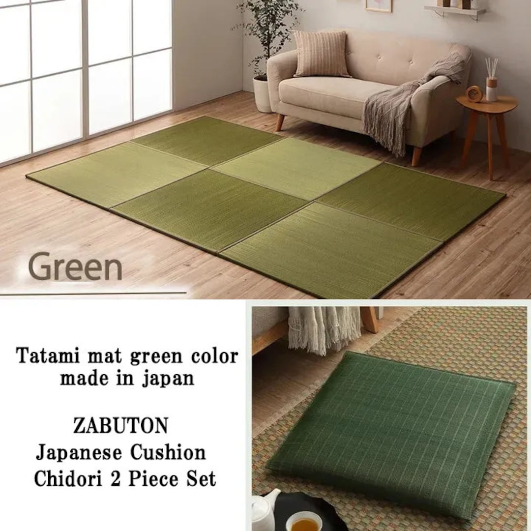 Tatami Mat Rug Carpet Green Color and Tatami ZABUTON Green Etsy
